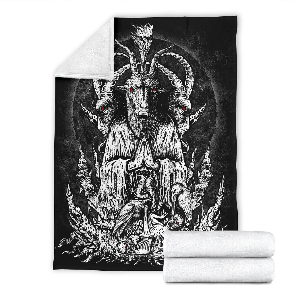 Skull Skeleton Satanic Goat  Zombie Crow Feast Blanket