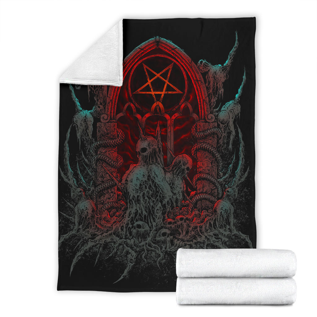 Satanic Skull Inverted Pentagram Shrine Blanket