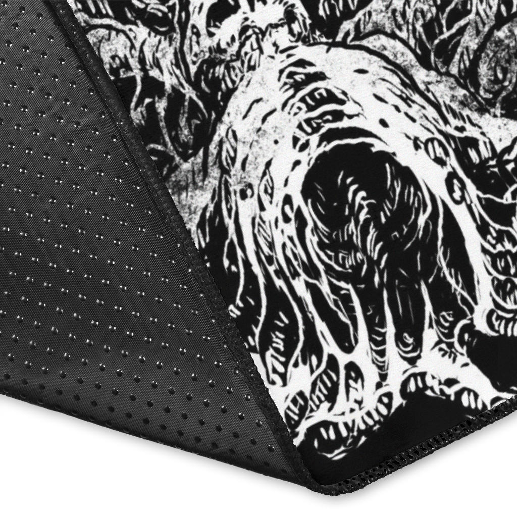 Skull Satanic Goat Original Large Print Area Rug Black And White