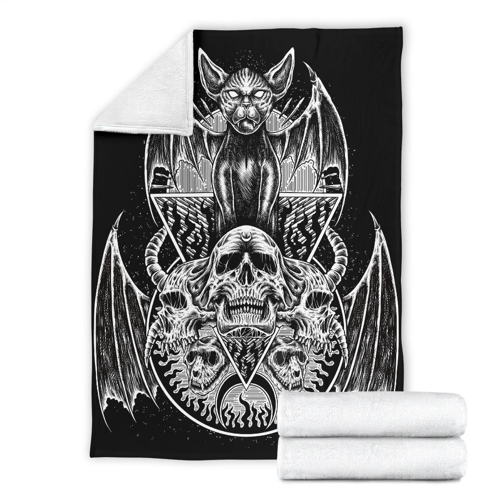 Skull Gothic Bat Wing Demon Cat Blanket