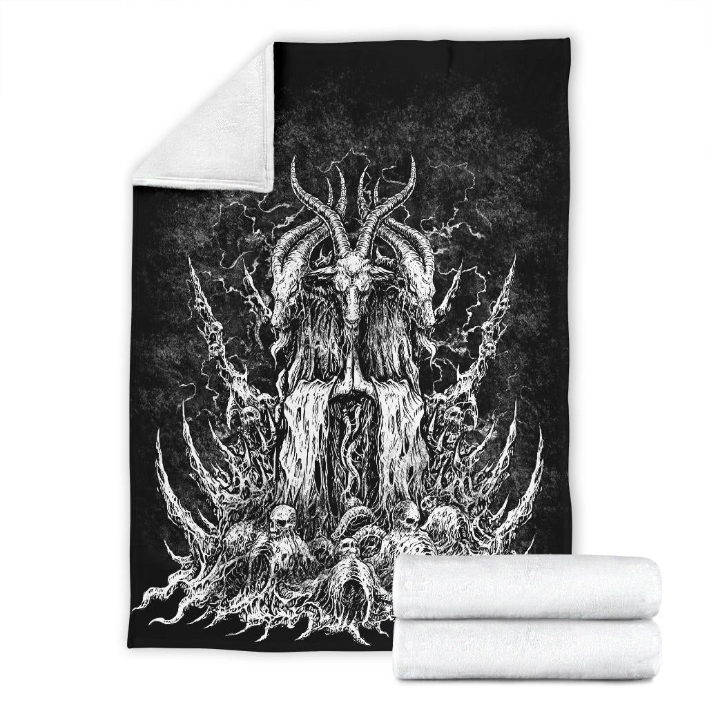 Skull Satanic Goat Blanket White Version