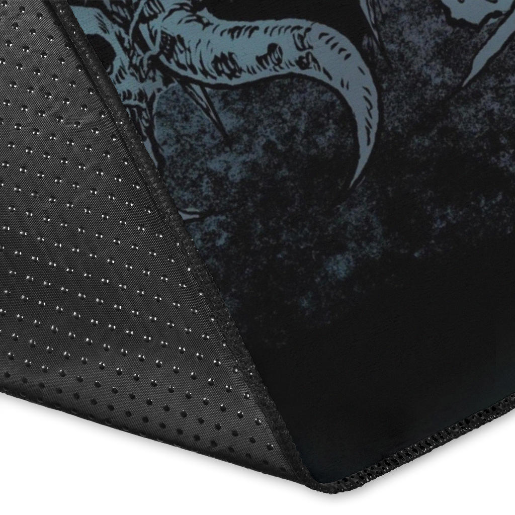 Skull Satanic Goat Demon Wing Area Rug Awesome Blue