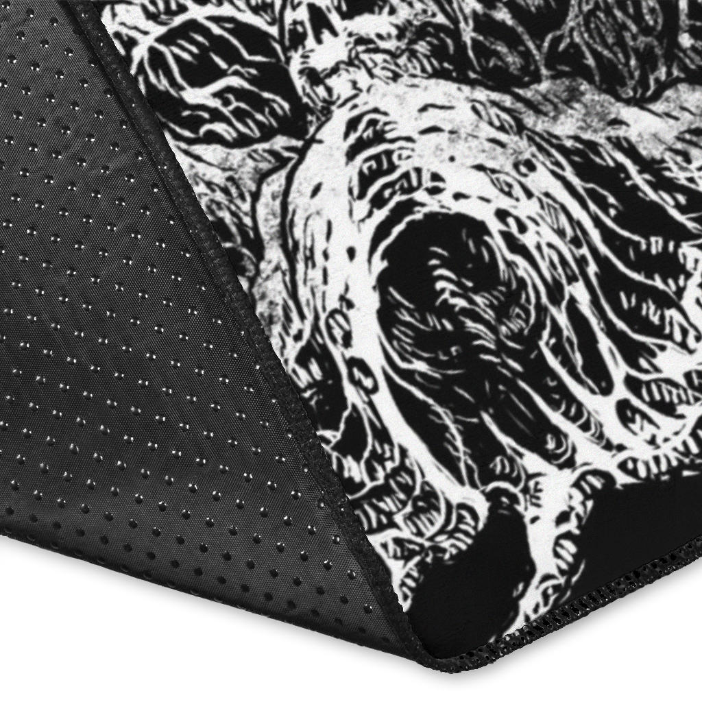Skull Skeleton Satanic Goat Satanic Pentagram Flame Area Rug Large Flame Print Version