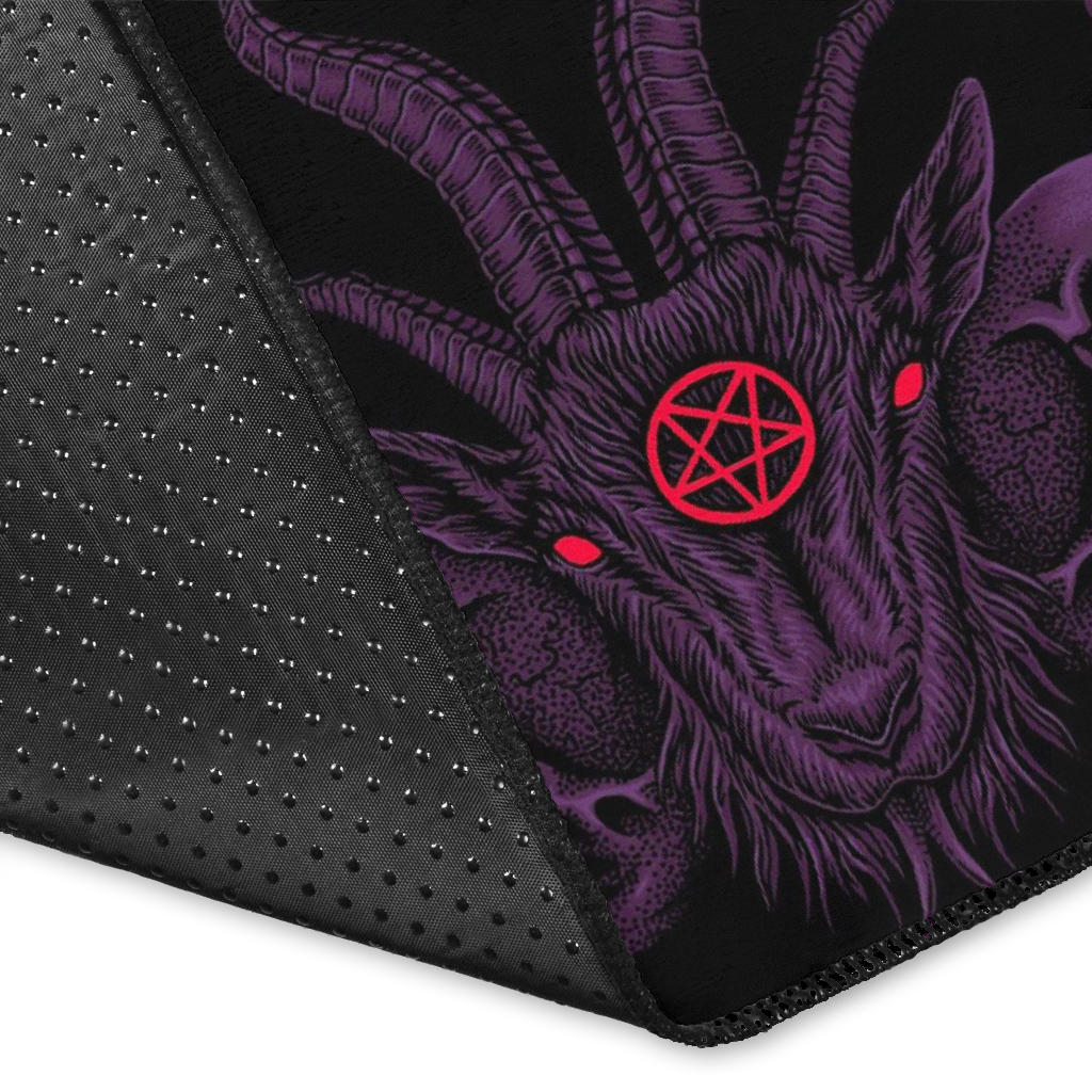 Skull Satanic Pentagram Demon Chained To Sin And Lovin It Part 2  Area Rug Wild Glowing Purple Red