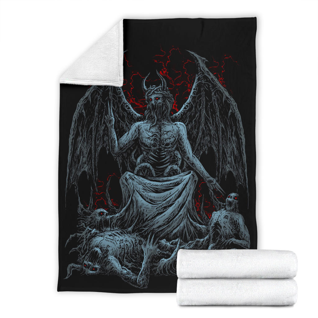 Skull Skeleton Satanic Bat Wing Demon God Blanket Color Version