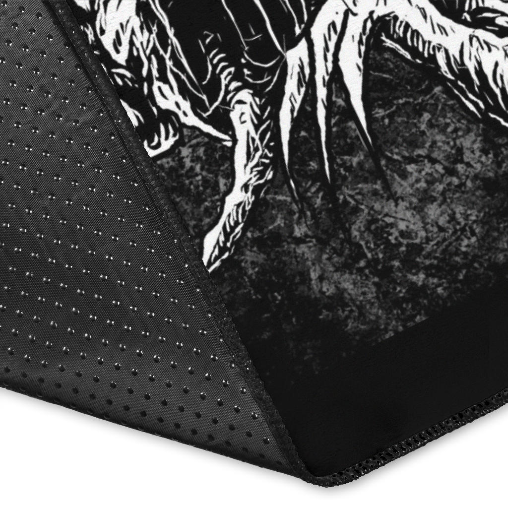 Skull Skeleton Demon Octopus Satanic Pentagram Area Rug Black And White Version
