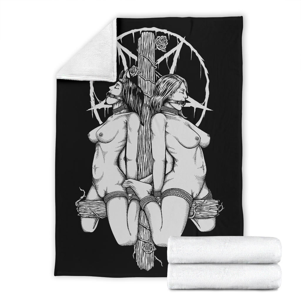 Satanic Pentagram Satanic Cross Been Caught Lying Blanket Black And White