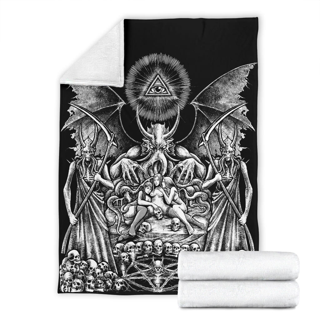 Skull Demon Satanic Candle Pentagram Demon Blanket