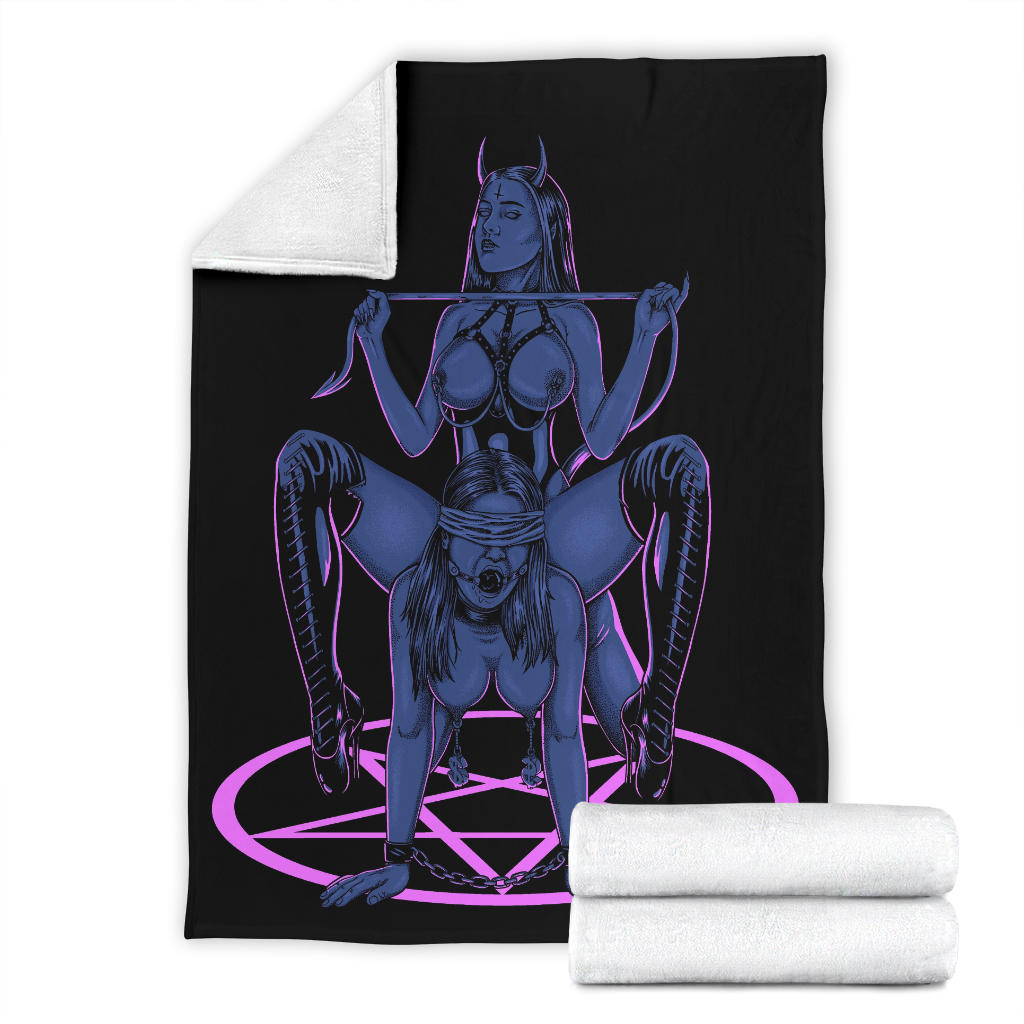 Satanic Pentagram Satanic Cross Demon Erotic Blanket Wild Sexy Blue Pink