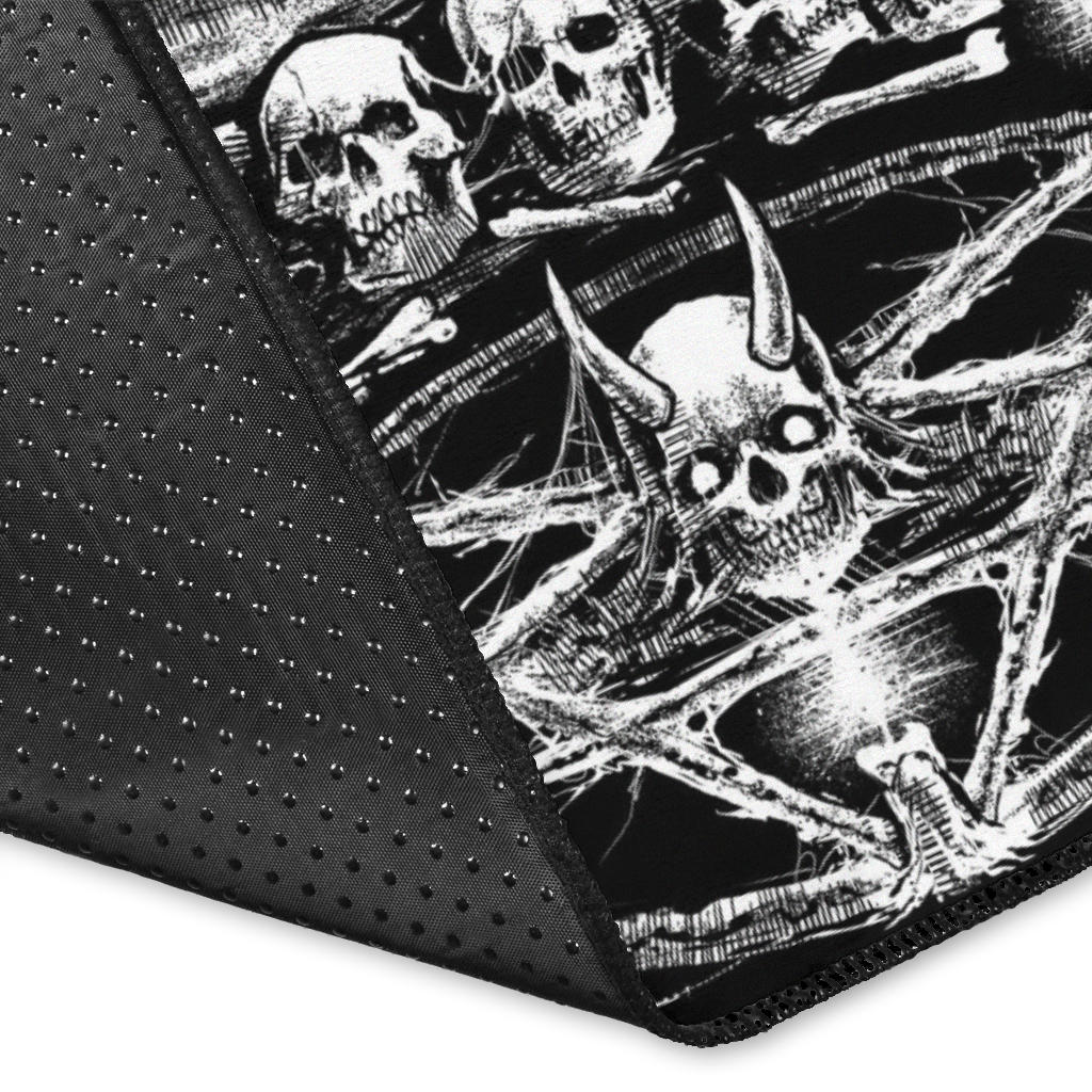 Skull Bat Wing Demon Satanic Pentagram Candle Area Rug