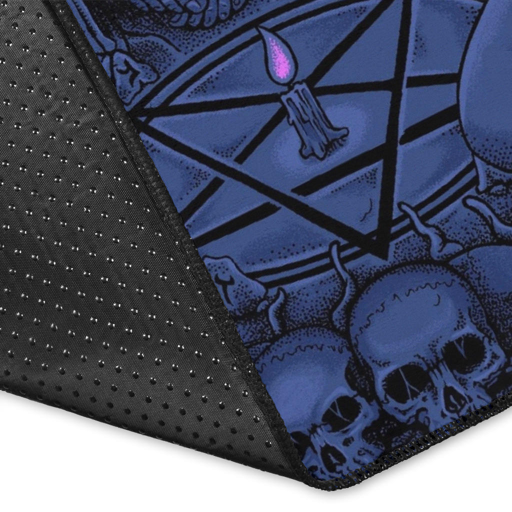 Skull Demon Satanic Pentagram Sexy Witch Throne Area Rug Erotic Blue Pink