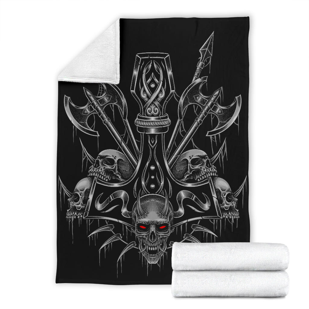 Skull Viking Thor's Hammer Sword Blanket Awesome Silver Demon Red Eye