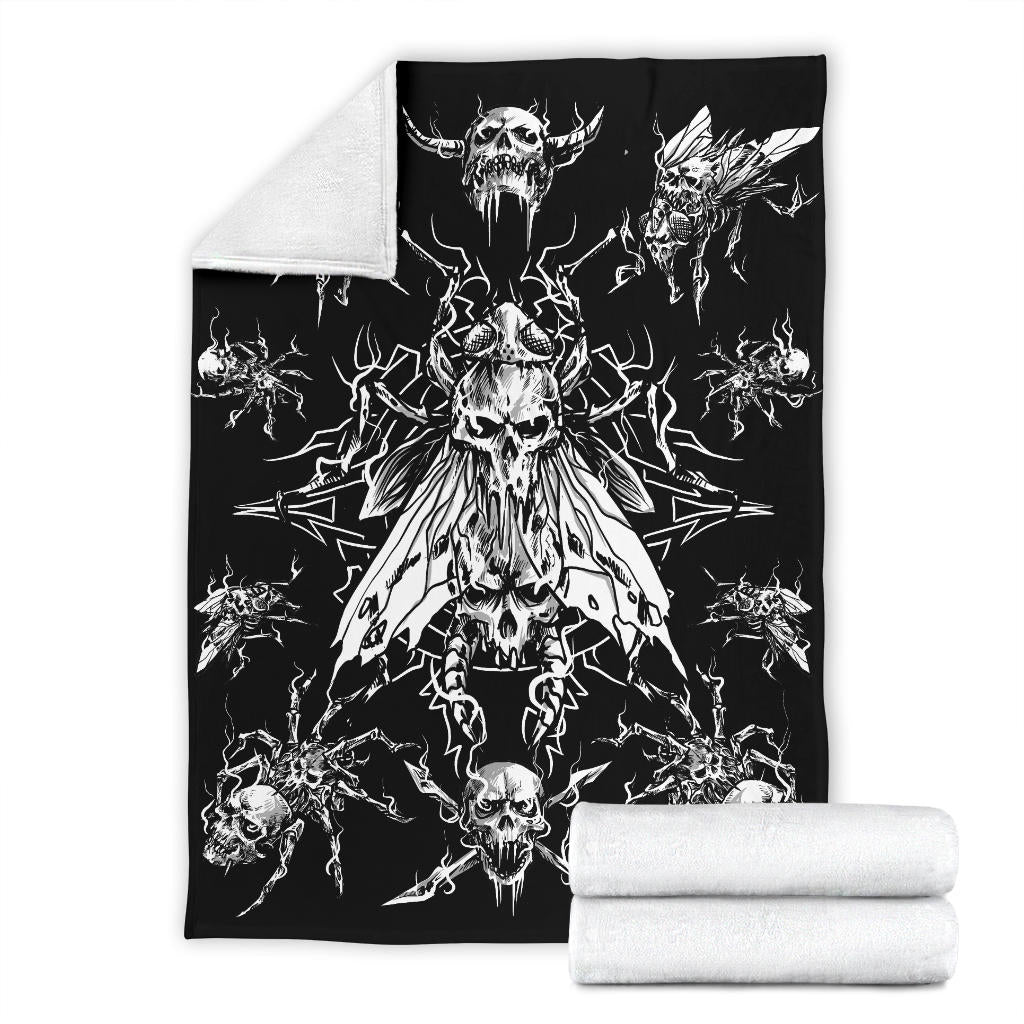 Skull Goth Evil Spider Fly Blanket