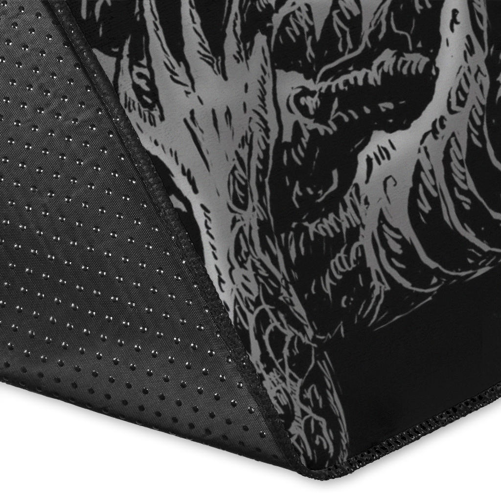 Skull Skeleton Satanic Bat Wing Demon God Area Rug Dark Version