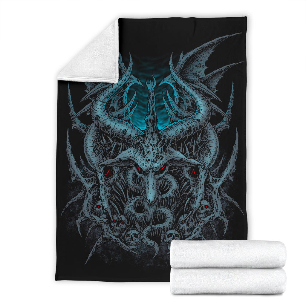 Skull Satanic Goat Wing Blanket Color Version