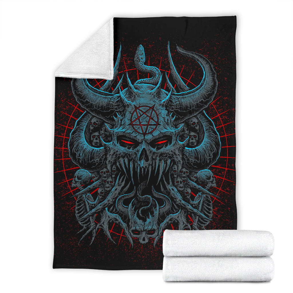 Skull Satanic Pentagram Evil As Hell Demon Serpent  Blanket