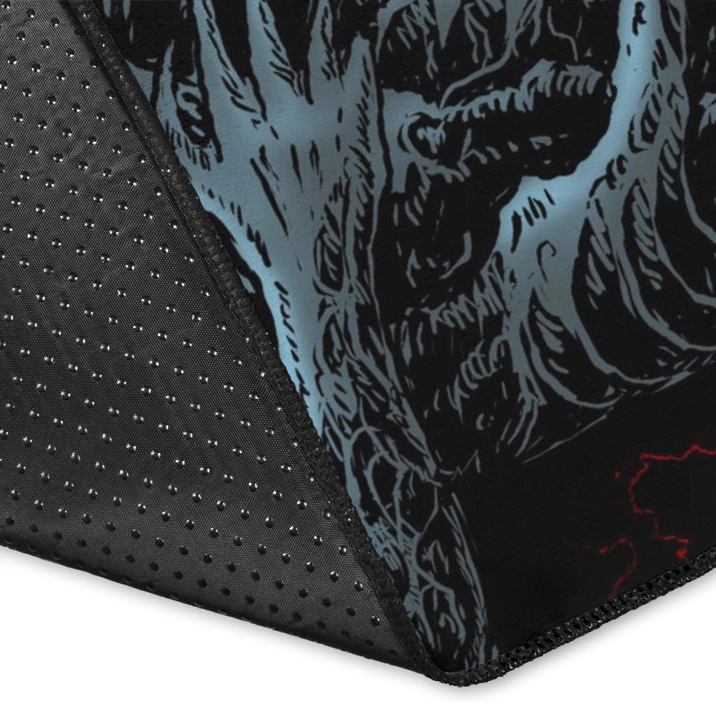 Skull Skeleton Satanic Bat Wing Demon God Area Rug Color Version