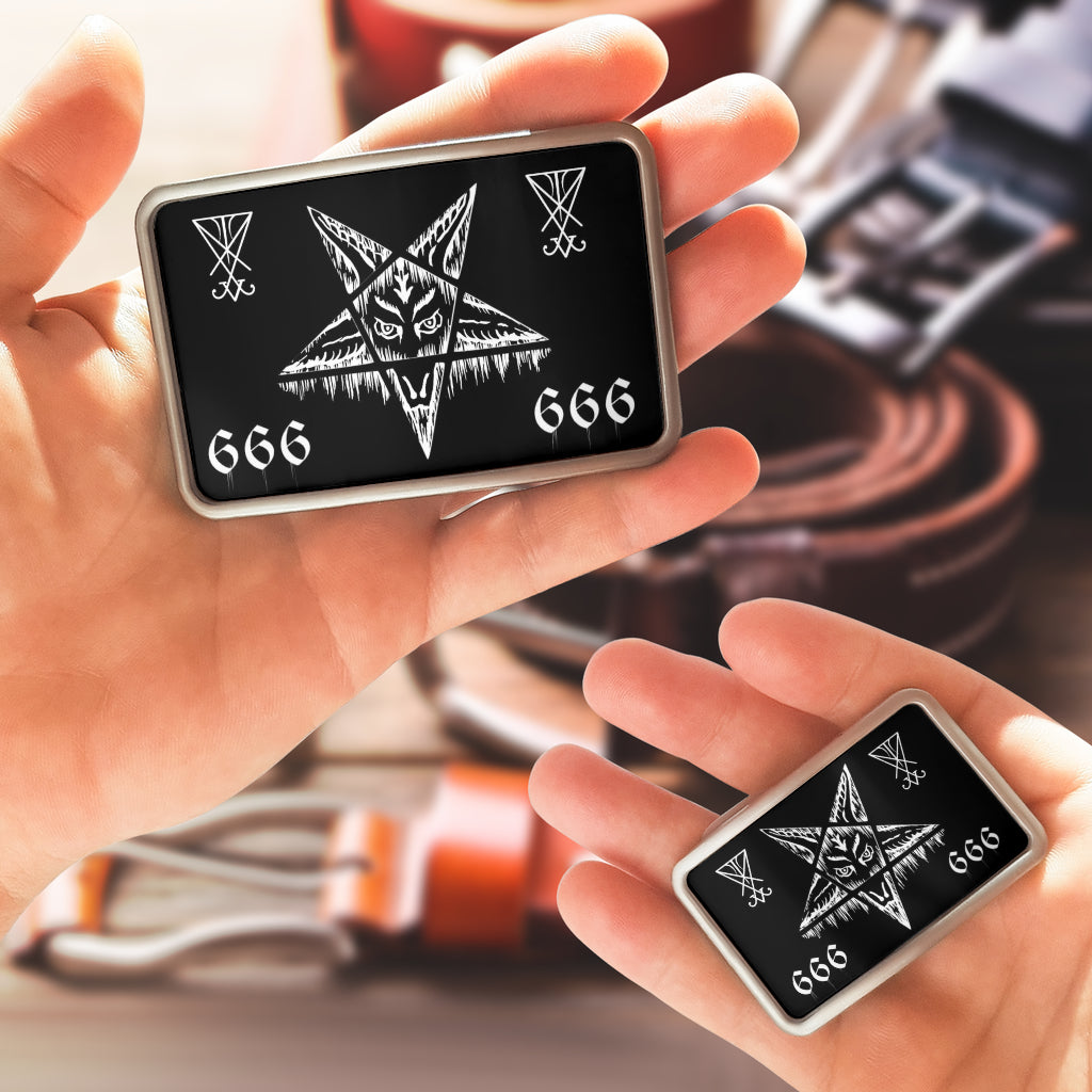Satanic Melting Pentagram 666 Lucifer Belt Buckle
