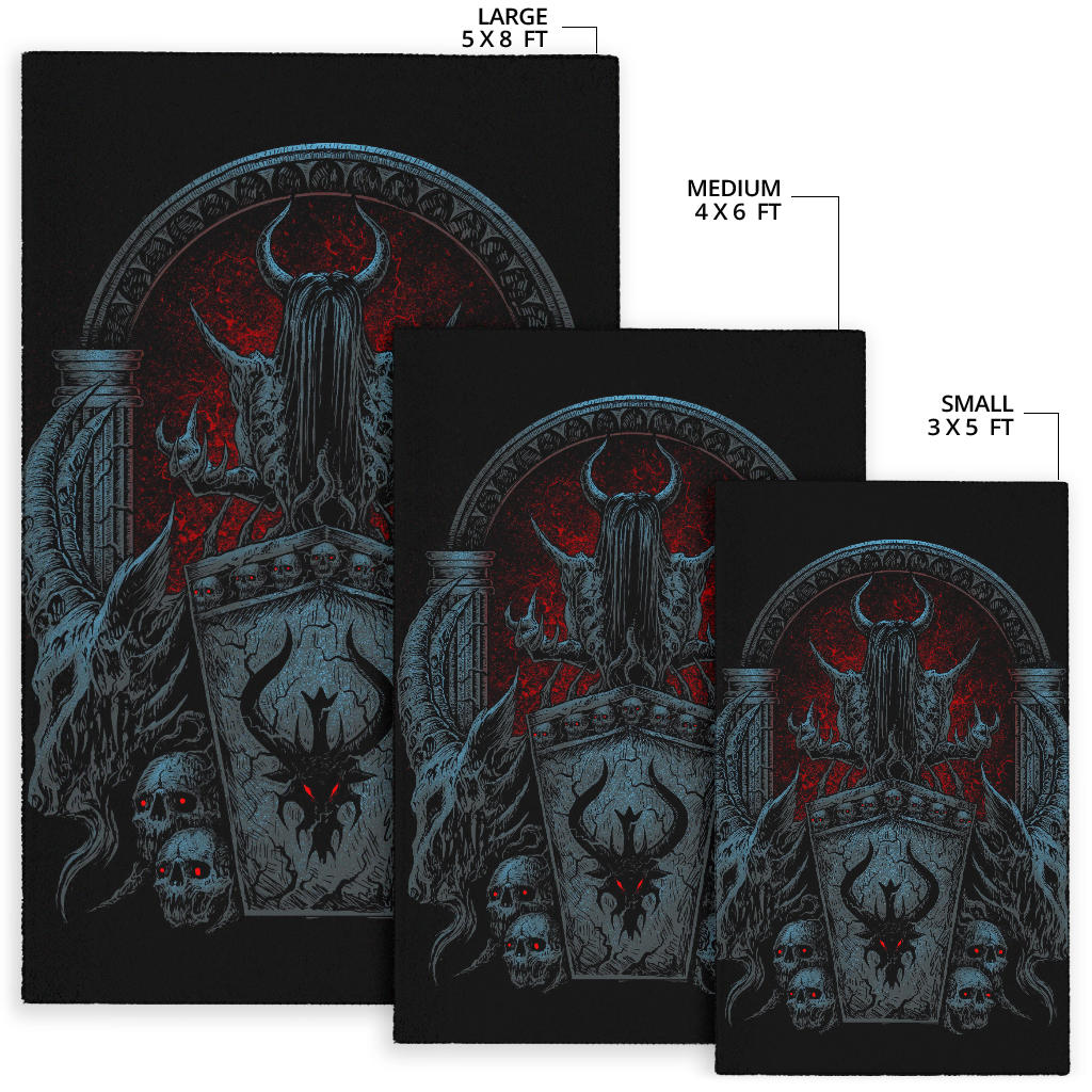 Gothic Skull Demon Shrine Color Version Area Rug