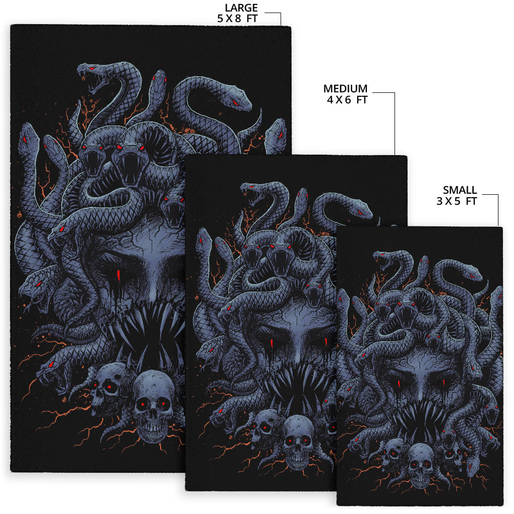 Skull Medusa Demon Goddess Eternal Revenge Of the Injustice Violation Area Rug Color Version