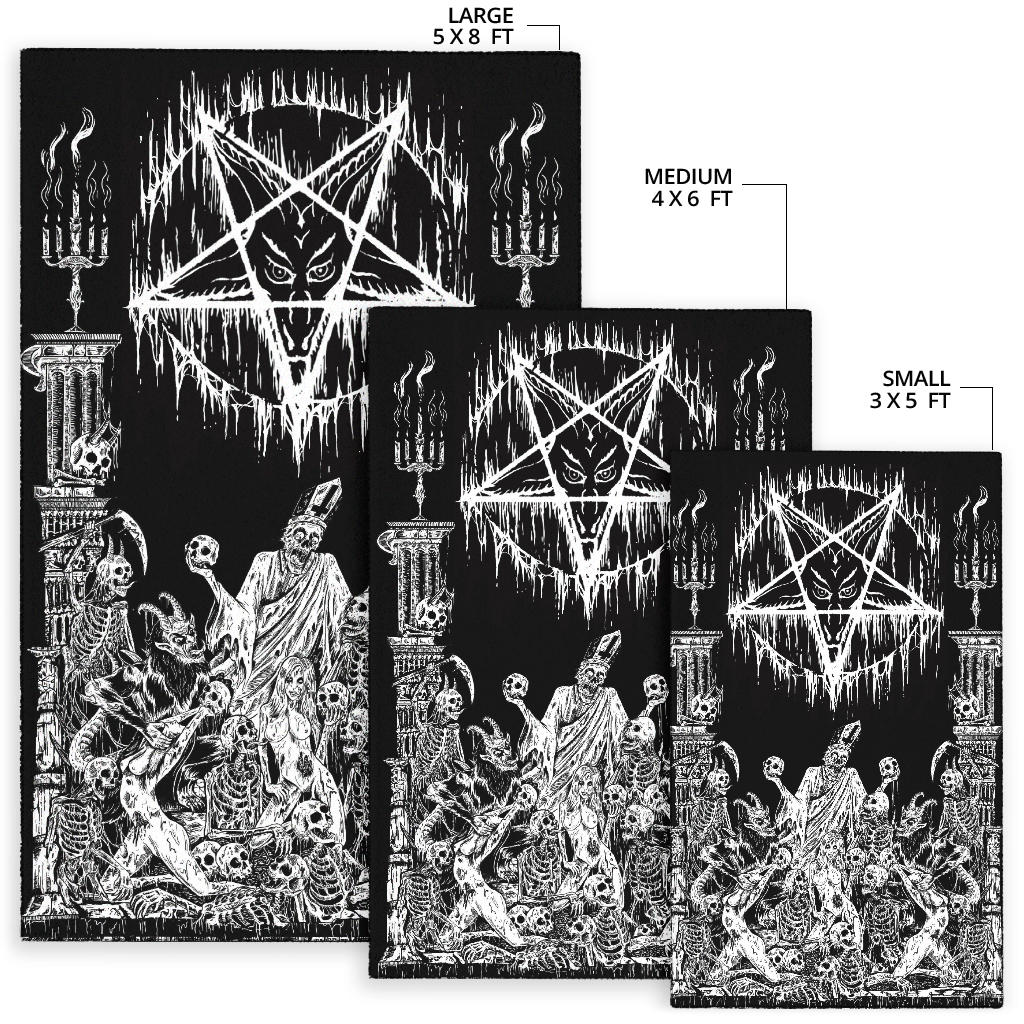 Satanic Elegance: Dark Pentagram Print Area Rug – Halloween Gothic Décor  for Your Home