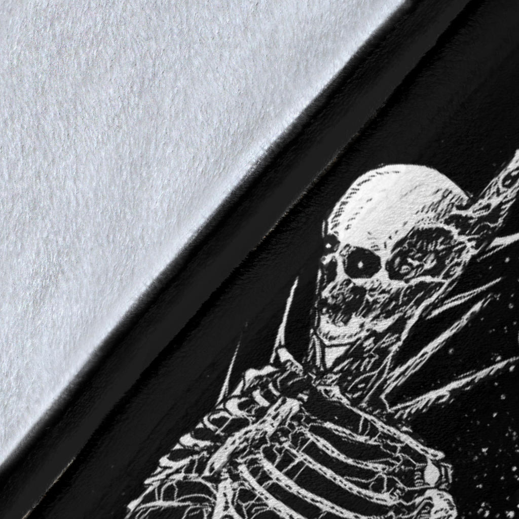 Skull Hooded Demon Impaled Coffin Shrine Blanket Black And White