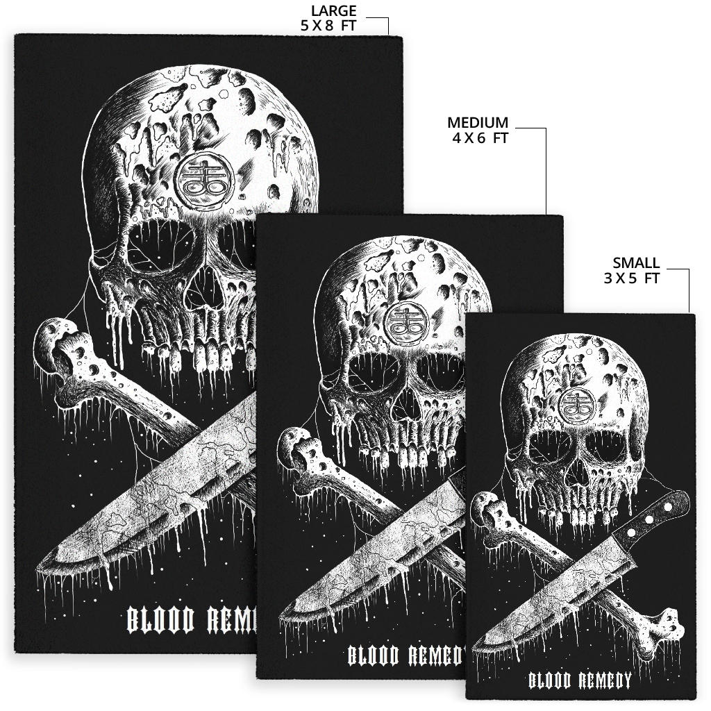 Satanic Skull Butcher Knife Area Rug