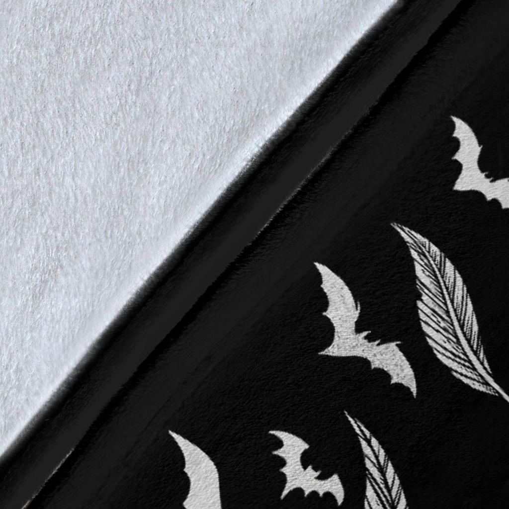 Bat Skull Bat Wing Erotic Demonic Skeleton Coffin Shrine Blanket Black And White