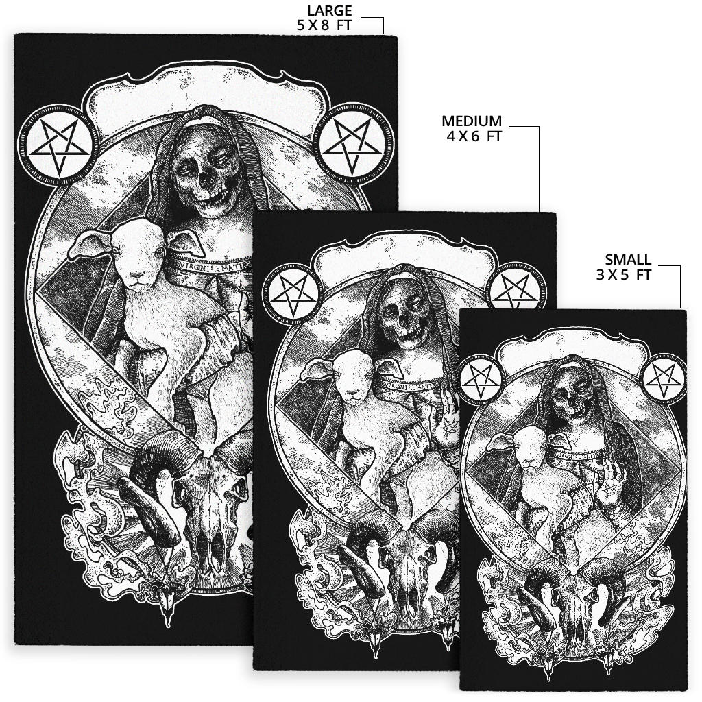 Skull Satanic Virgin Inverted Pentagram Goat Area Rug