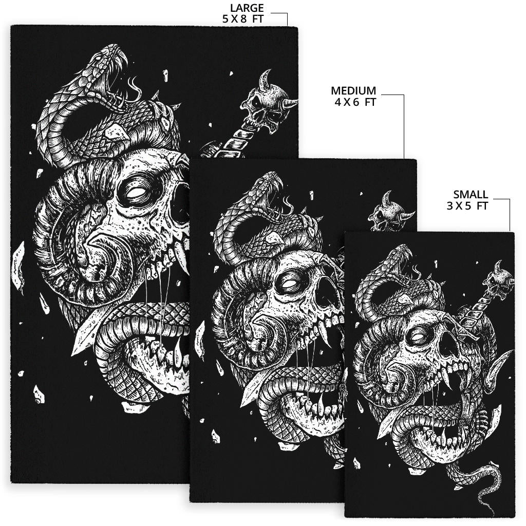 Skull Exploding Demon Dagger Serpent Area Rug