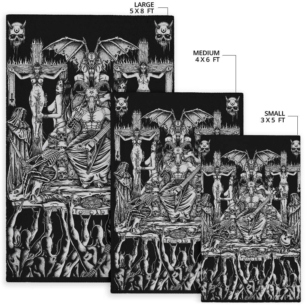We Are Proud To Unleash The Only Real Ultimate Metalhead Area Rug In The World Black And White