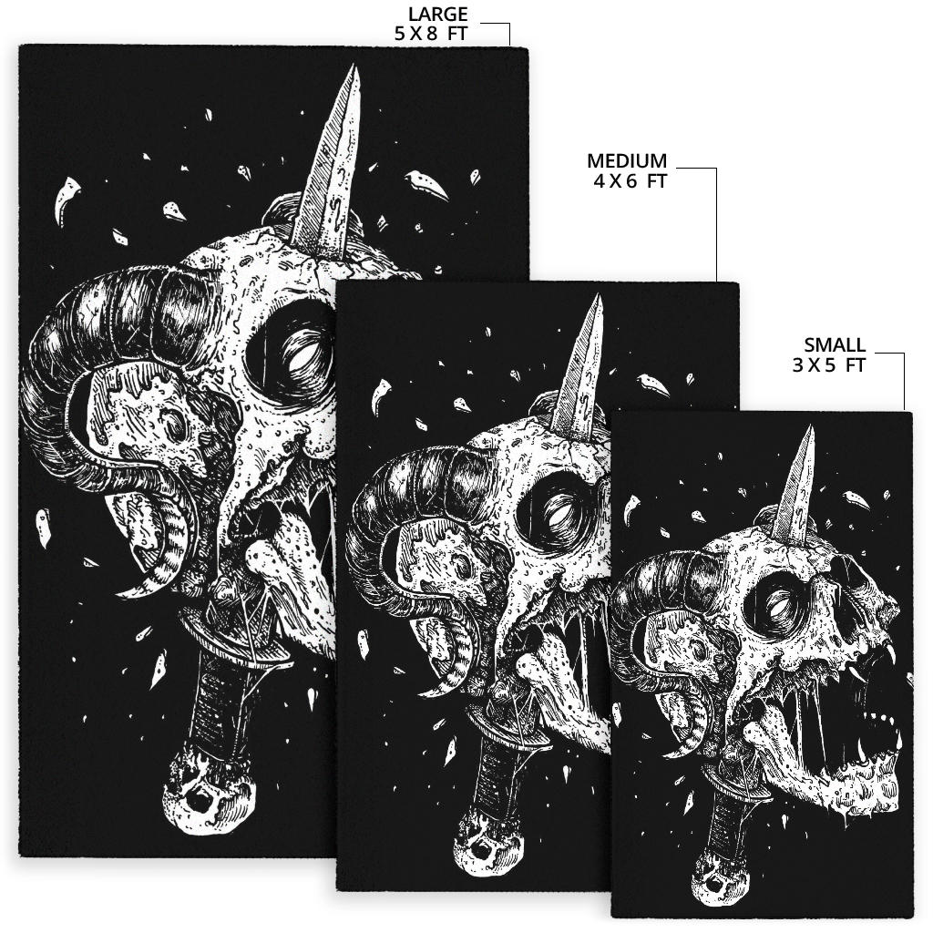 Exploding Demon Skull Dagger Area Rug