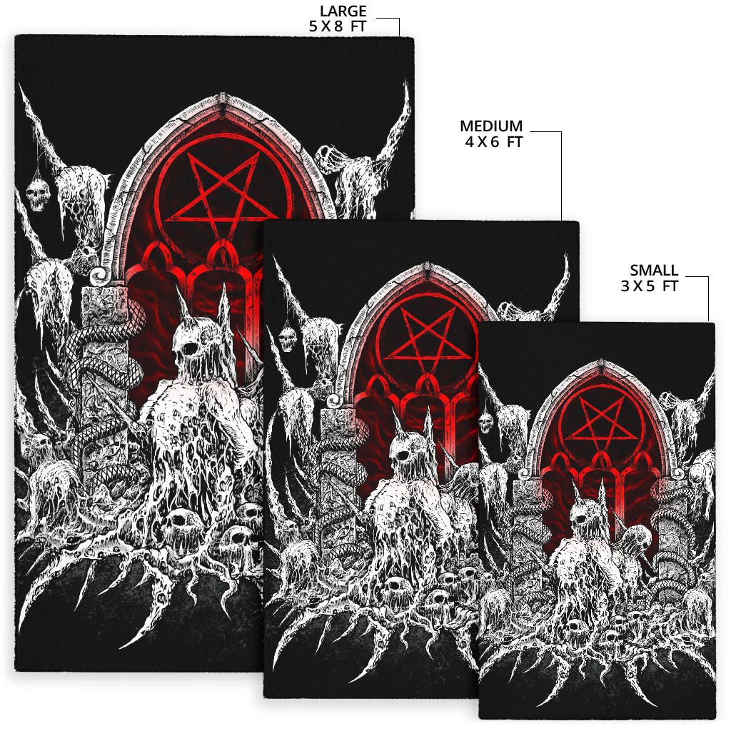 Skull Satanic Pentagram Shrine New Red Area Rug