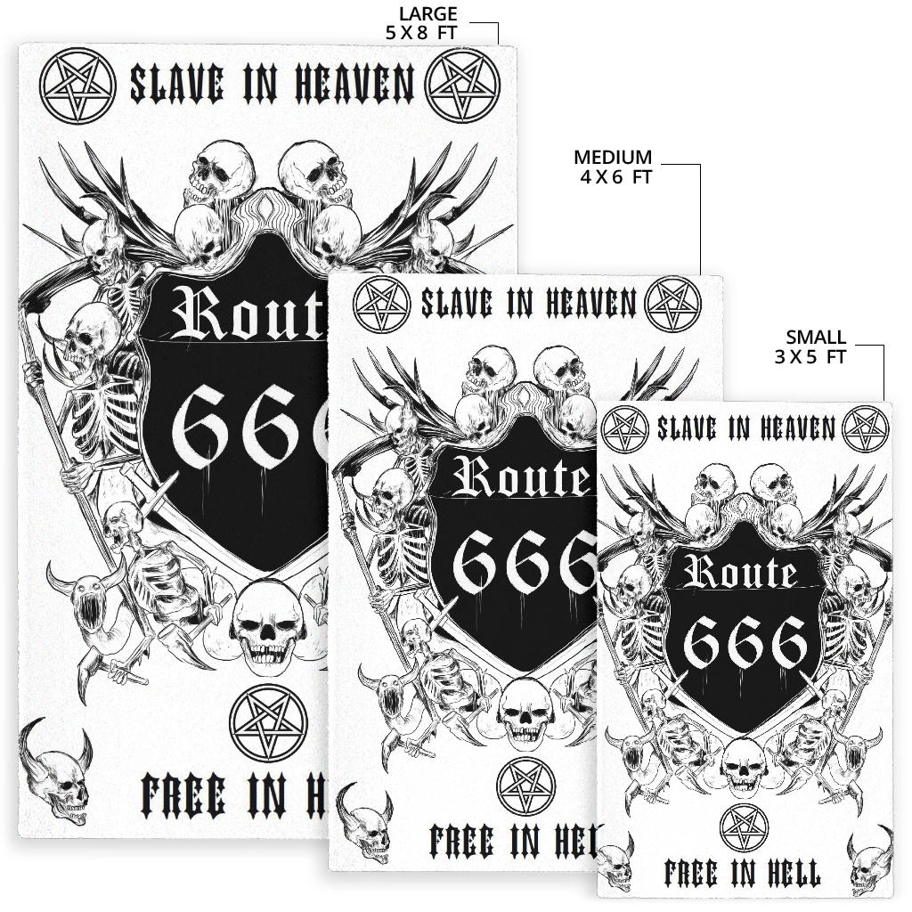 Satanic Skull Demon Inverted Pentagram Route 666 Area Rug