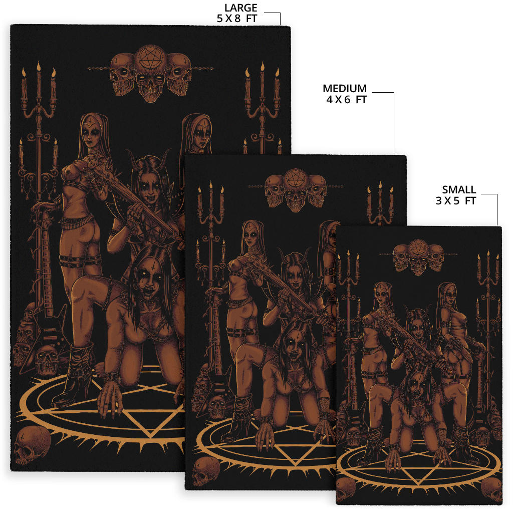 Skull Satanic Pentagram Ultimate Black Metal Lover Area Rug New Dark Version
