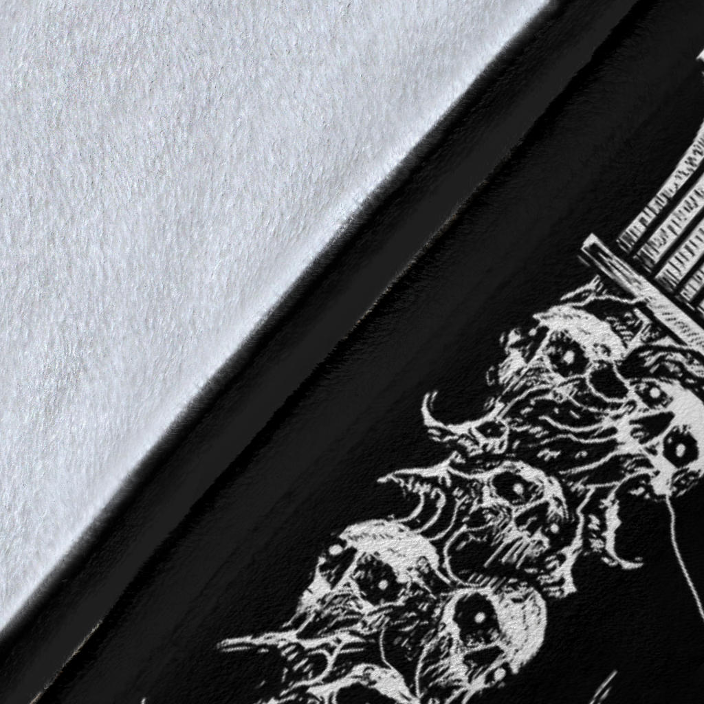 Skull Skeleton Demon Bat Skull Wing Death Shrine Blanket Black And White