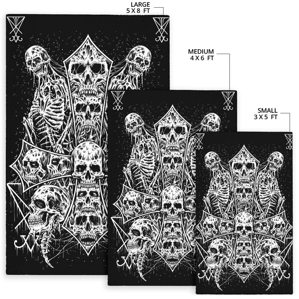 Skull Satanic Cross Area Rug Skull Cross Lucifer Version