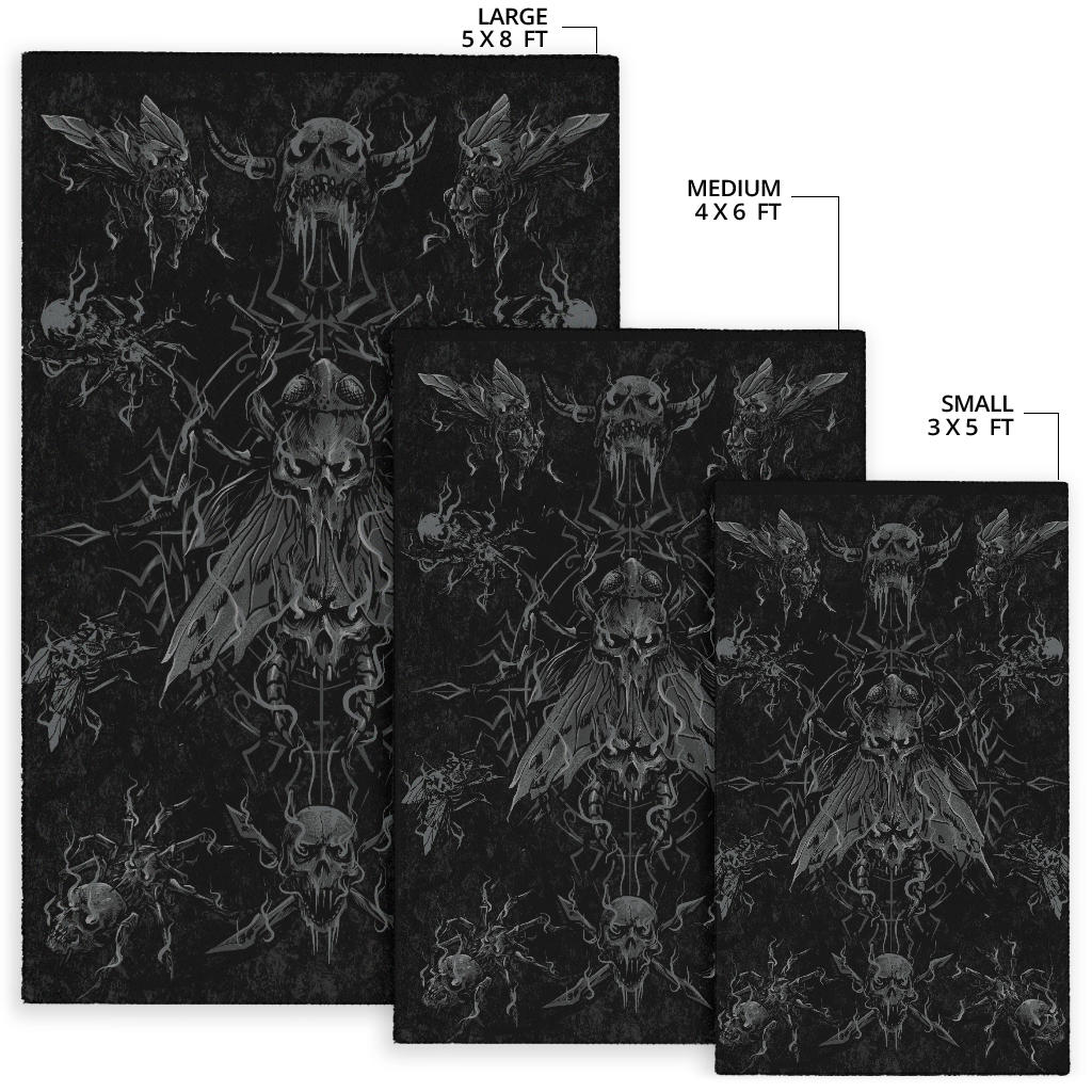 Skull Goth Evil Spider Fly Area Rug Dark Version