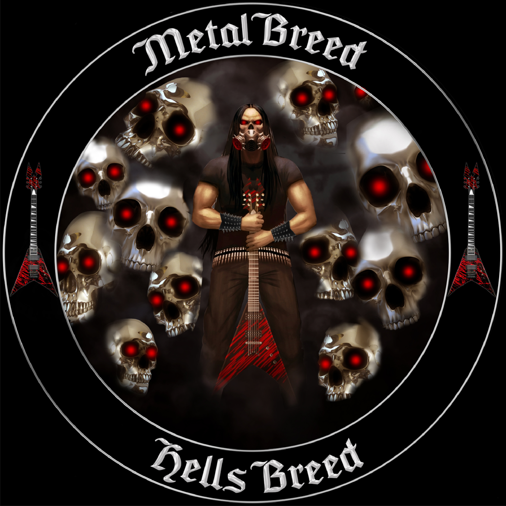 Hells Breed Red Guitar Red Eye Chrome Skull Dark Cloud Version Black Link Black Leather Black Metal Mesh