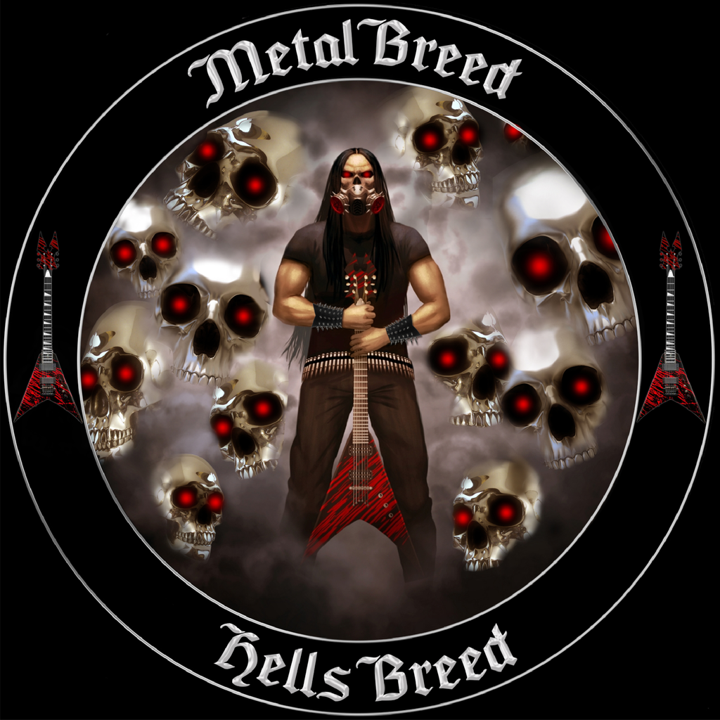 Hells Breed Red Guitar Red Eye Chrome Skull Light Cloud Version Black Link Black Leather Black Metal Mesh