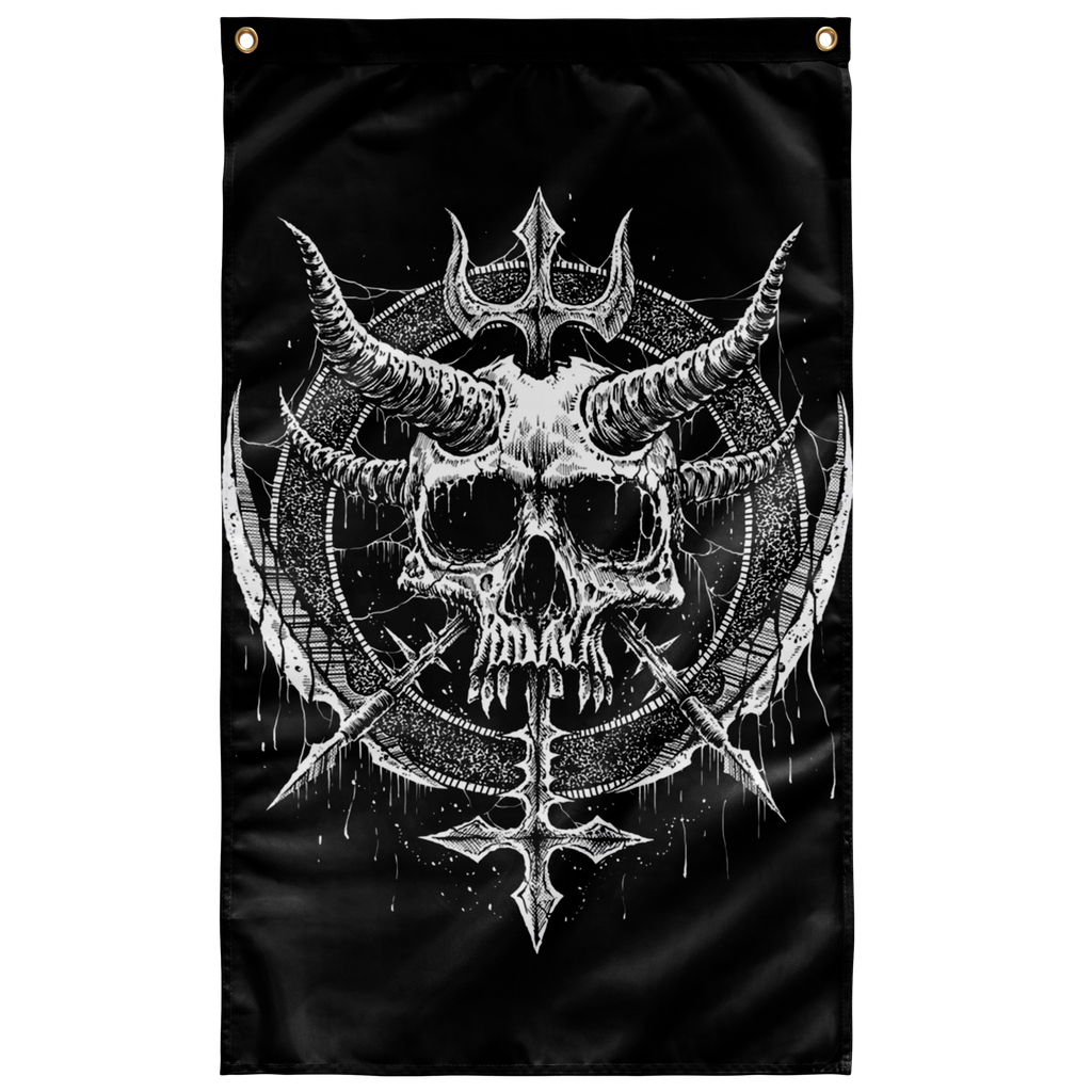 Skull Demon Satanic Cross Dagger Wall Flag
