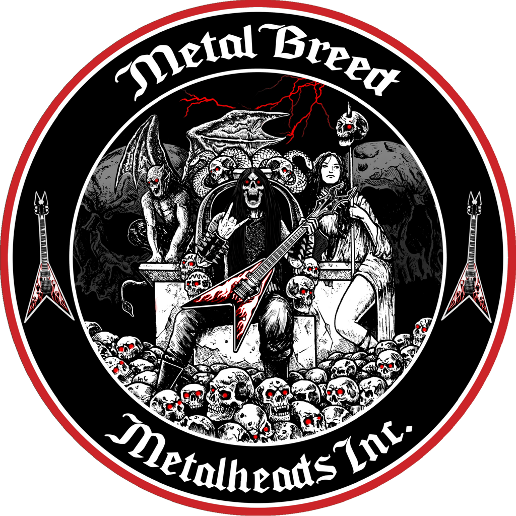 Metalheads Inc. Skull Background Black Link Black Leather White Leather Black Metal Mesh