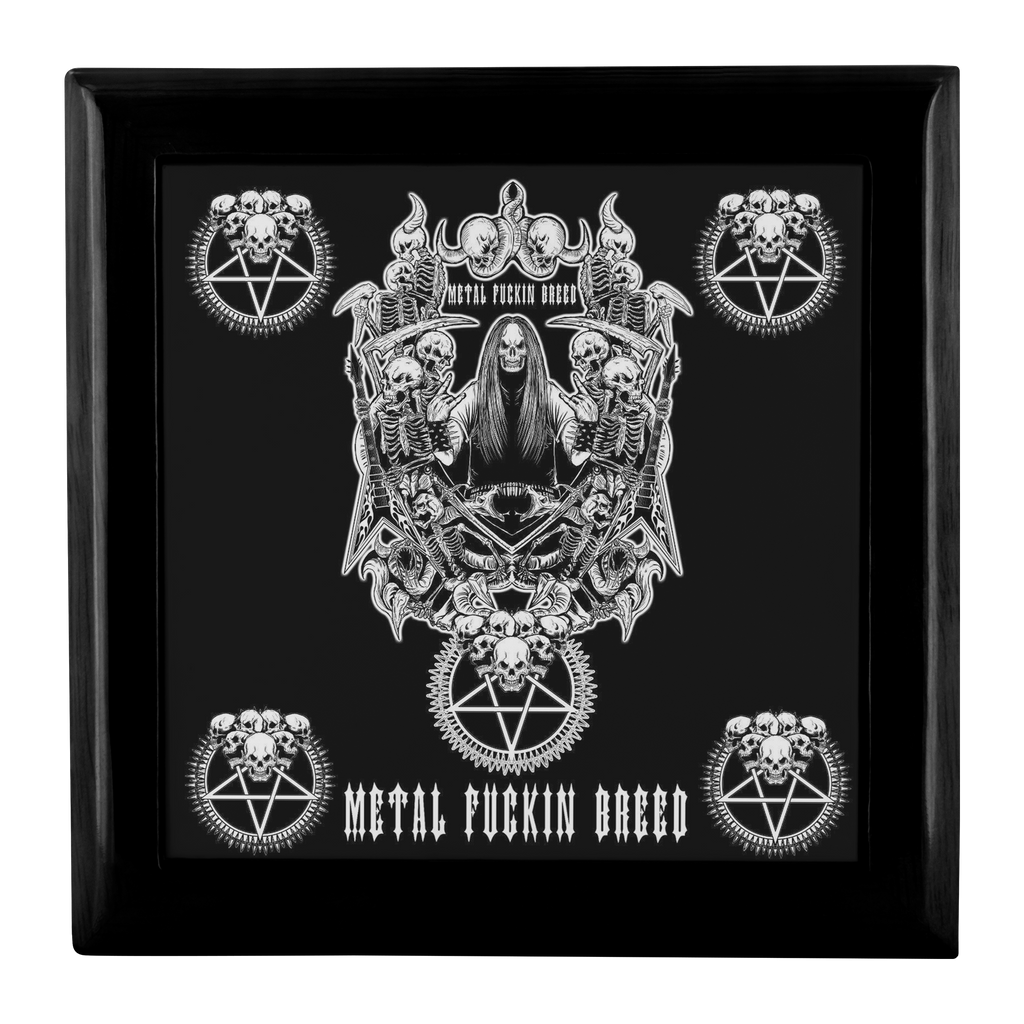 Women's Jewelry Box Or Stash Box Pentagram Skull Black And White Version