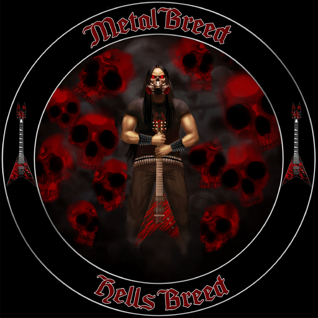 Hells Breed Red Text Silver Outlining Black Leather Black Link Black Metal Mesh