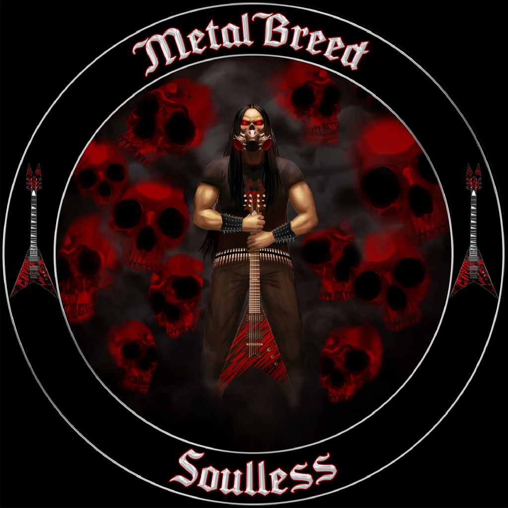 Soulless Red Skull Version Black Leather Black Link Black Metal Mesh