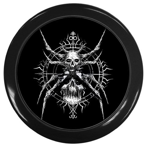 Skull Goth Satanic Spider Wall Clock (Black)