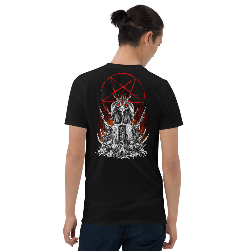 Satanic Baphomet Goat Satanic Pentagram Flame Quality Gildan Short-Sleeve Unisex T-Shirt