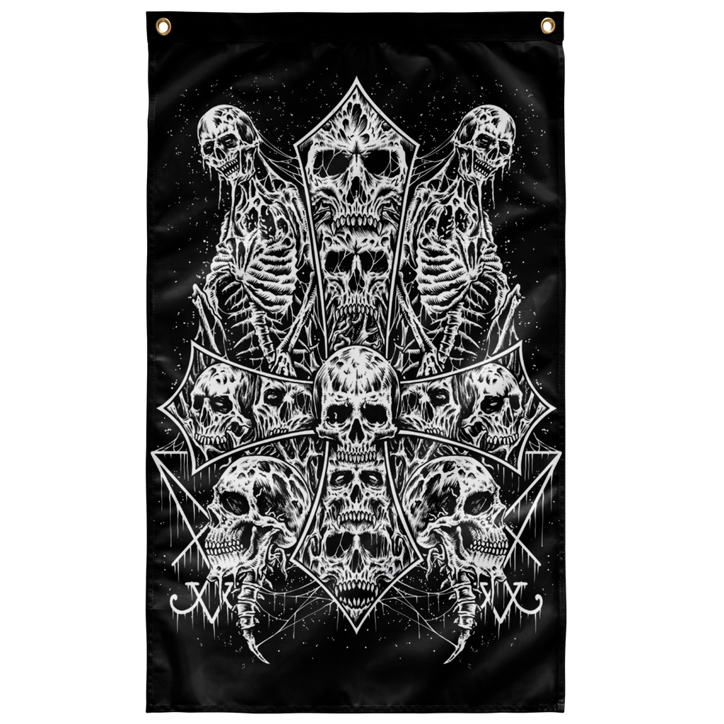Skull Satanic Cross Wall Flag